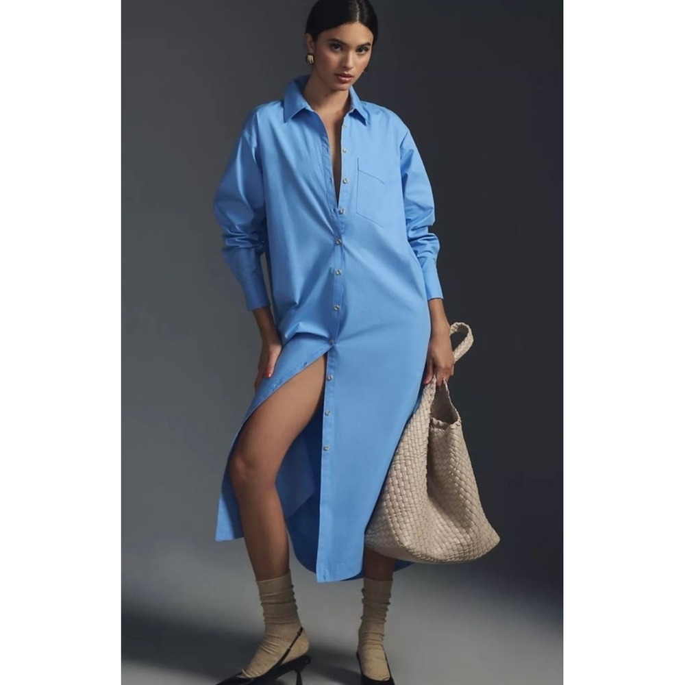 NWT Anthropologie Maeve Soren Long Sleeve Shirt Dress Size Small